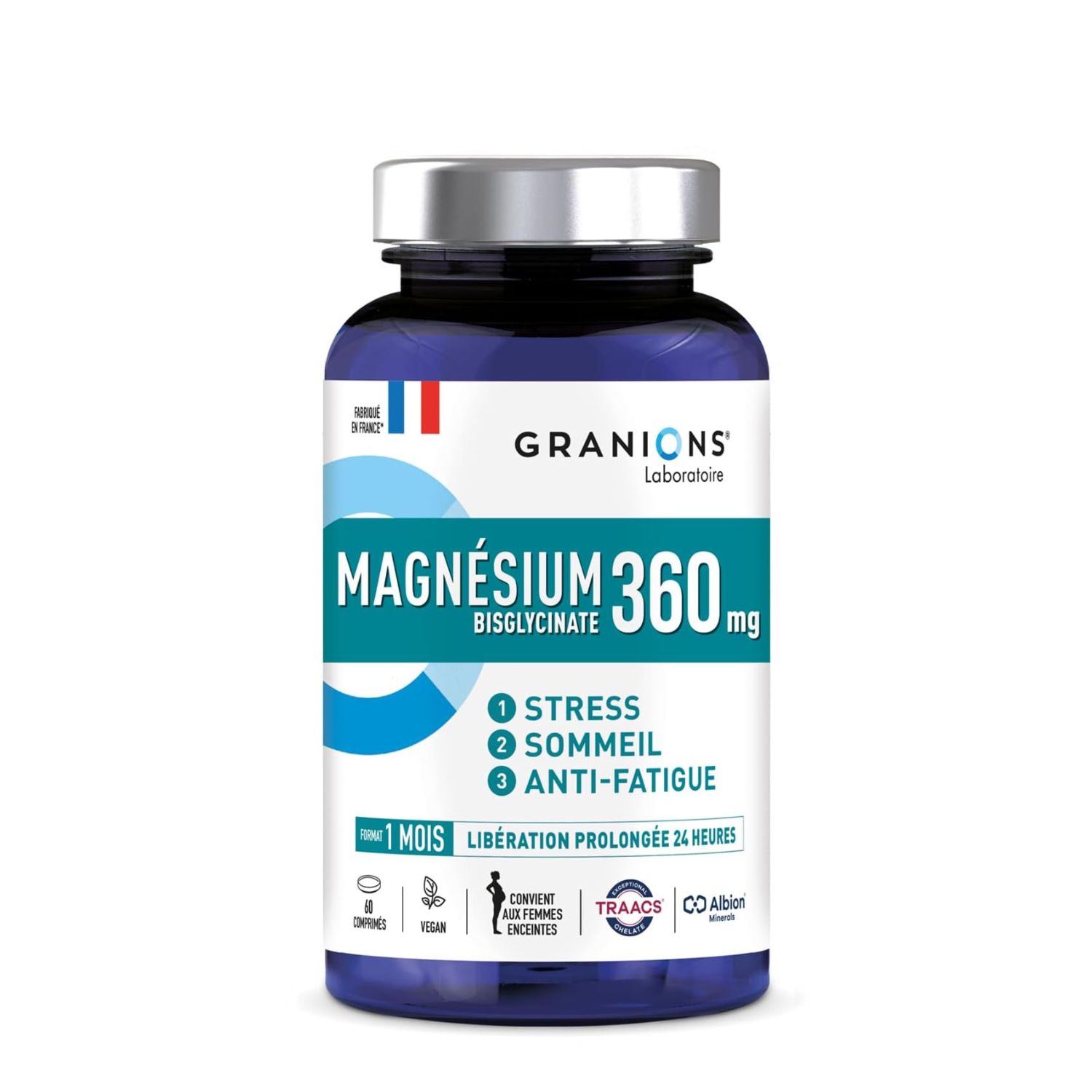 Magneziu Bisglicinat 360 mg + Vitamina B6, 60 comprimate, Granions