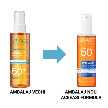 Ulei uscat protectie solara SPF50+ Bariesun, 200 ml, Uriage 780816