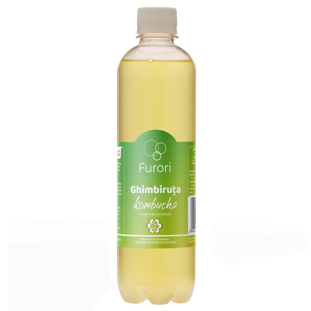 Bautura carbogazoasa pe baza de ceai Kombucha, Ghimbir, 500 ml, Furori