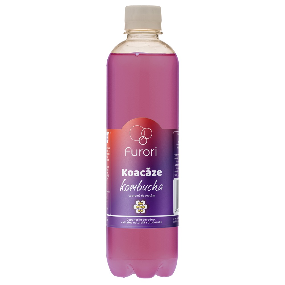 Bautura carbogazoasa pe baza de ceai Kombucha, Coacaze, 500 ml, Furori