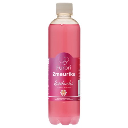 Bautura carbogazoasa pe baza de ceai Kombucha, Zmeura, 500 ml, Furori