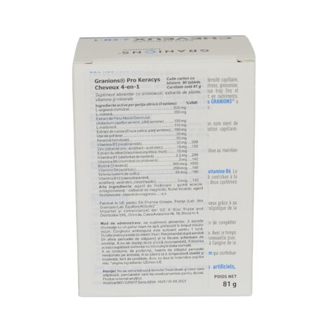 Vitamine pentru par Pro Keracys Cheveux 4 in 1, 90 tablete, Granions 780913