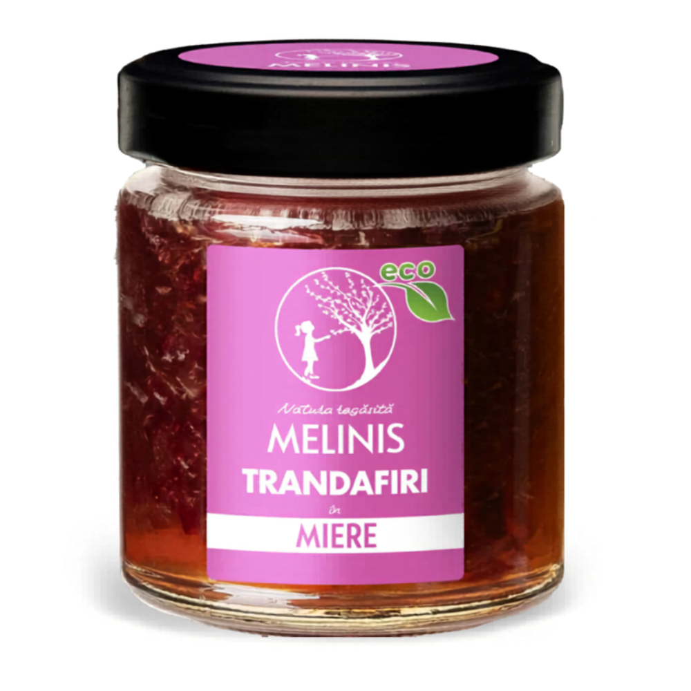 Delicatesa din miere Bio si petale de trandafiri, 250 g, Melinis
