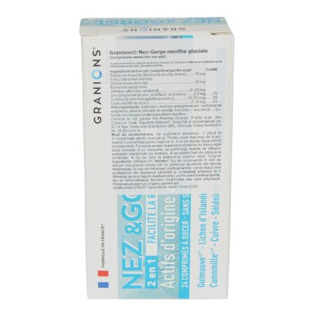 Comprimate mentolate pentru gat si nas, 24 comprimate pentru supt, Granions 781061
