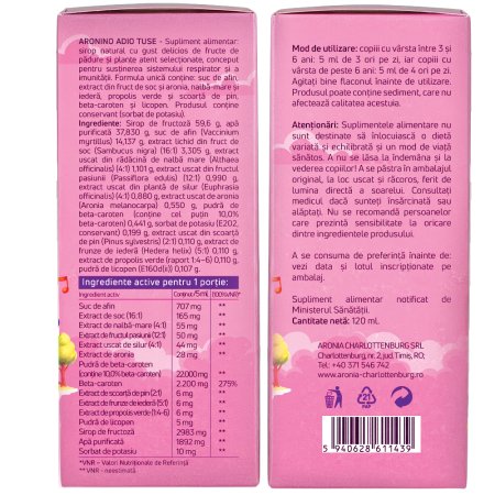 Sirop pentru copii Adio Tuse Aroninos, + 3 ani, 120 ml, Aronia Charlottenburg 781120