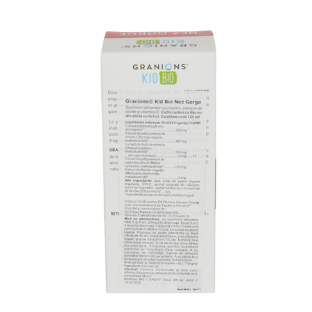 Sirop Bio de nas si gat pentru copii, Capsuni, 125 ml, Granions 781144