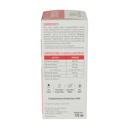Sirop Bio de nas si gat pentru copii, Capsuni, 125 ml, Granions 781143