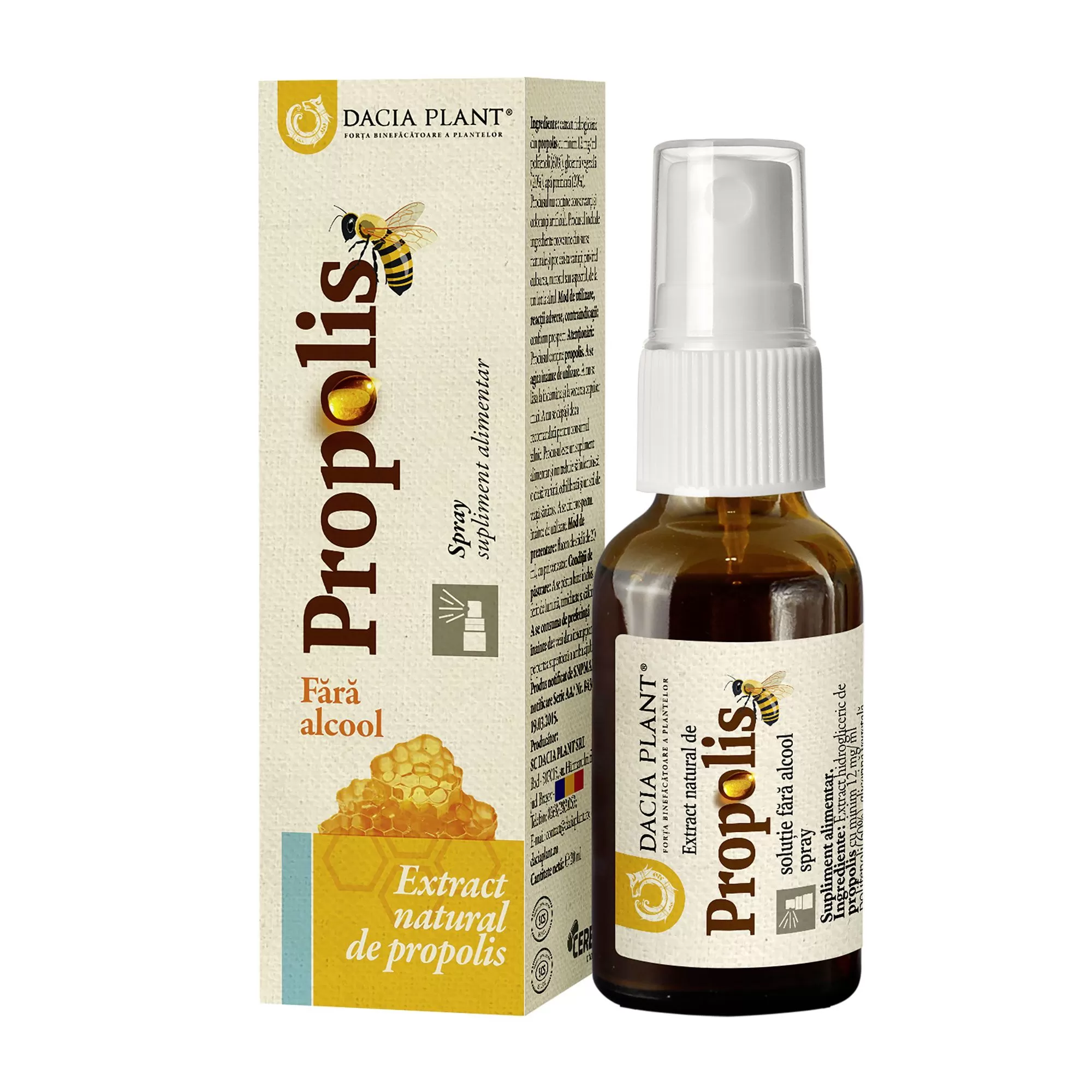 Propolis fara alcool spray, 20 ml, Dacia Plant
