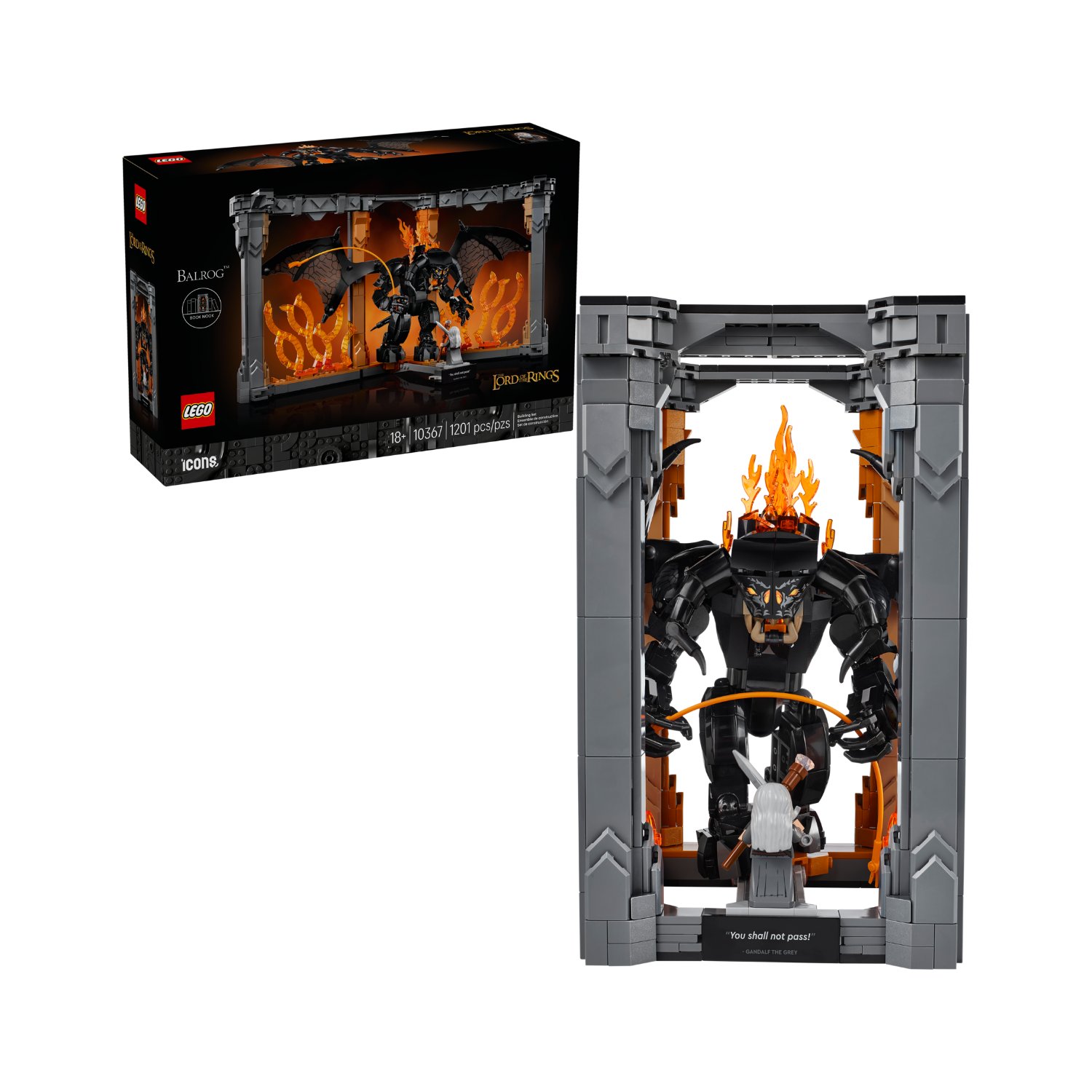 Stapanul inelelor: Diorama pentru biblioteca cu un Balrog, 18 ani+, 10367, 1201 piese, Lego Icons