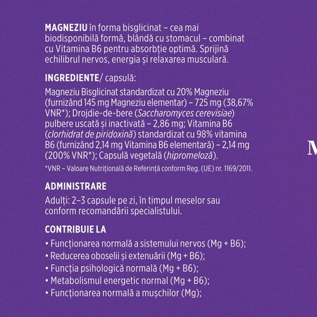 Magneziu Bisglicinat + Vitamina B6, 90 capsule vegetale, Faunus Plant 782128
