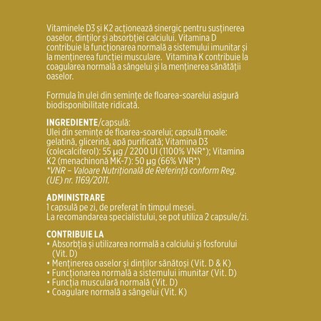 Vitamina D3 + K2, 60 capsule moi, Faunus Plant 782137
