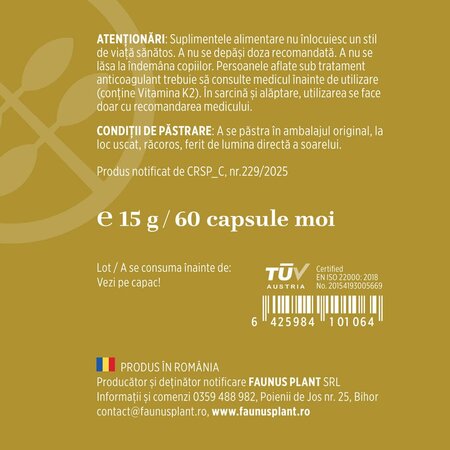 Vitamina D3 + K2, 60 capsule moi, Faunus Plant 782138