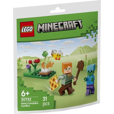 Conflict la focul de tabara al lui Alex, 6 ani+, 30732, 31 piese, Lego Minecraft