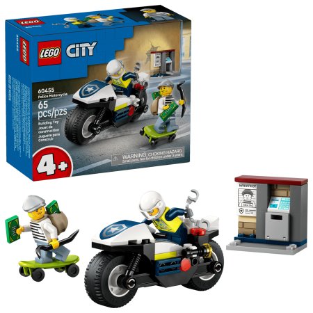 Urmarire cu motocicleta de politie, 4 ani+, 60455, 65 piese, Lego City