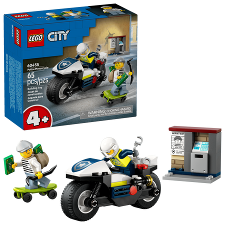 Urmarire cu motocicleta de politie, 4 ani+, 60455, 65 piese, Lego City