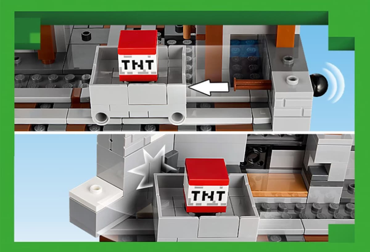 LEGO Minecraft vagonet TNT Mina Tarnacop