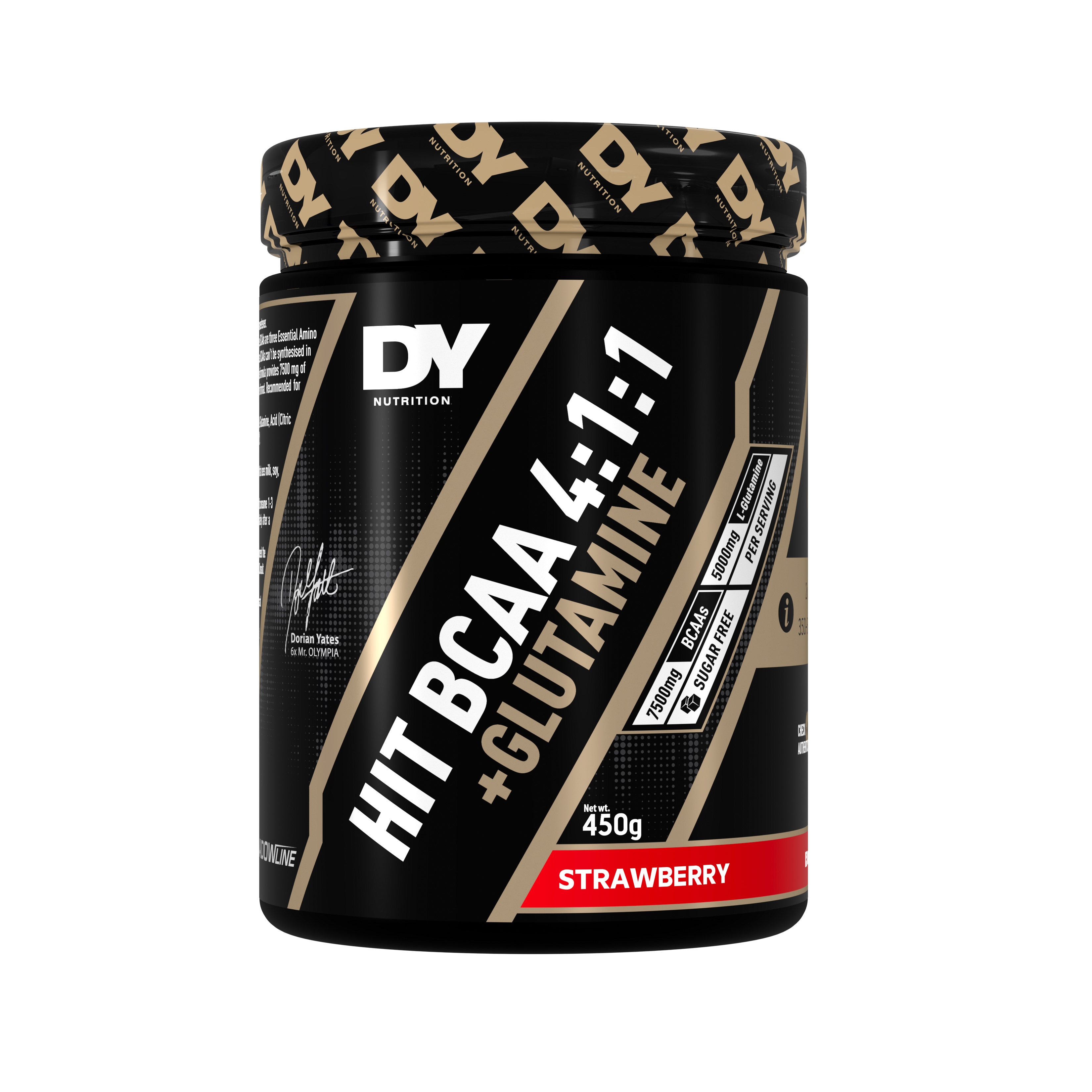 HIT BCAA 4:1:1 + Glutamina, Strawberry, 450 g, DY Nutrition