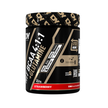 HIT BCAA 4:1:1 + Glutamina, Strawberry, 450 g, DY Nutrition 782499