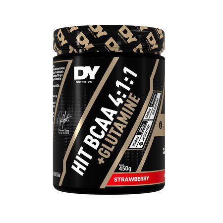 HIT BCAA 4:1:1 + Glutamina, Strawberry, 450 g, DY Nutrition 782511