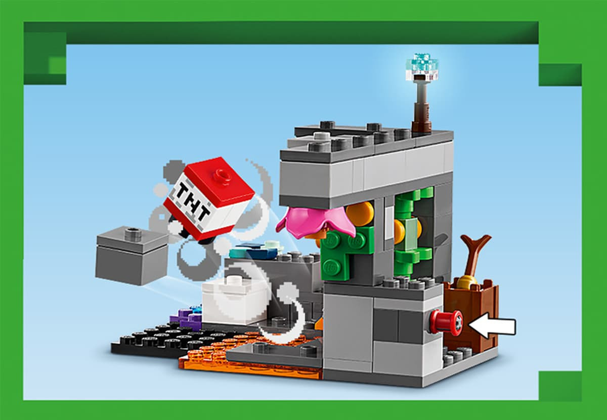 LEGO Minecraft pestera luxurianta cu TNT