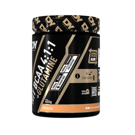 HIT BCAA 4:1:1 + Glutamina, Peach, 450 g, DY Nutrition 782552
