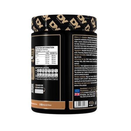 HIT BCAA 4:1:1 + Glutamina, Peach, 450 g, DY Nutrition 782553