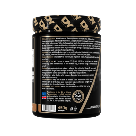 HIT BCAA 4:1:1 + Glutamina, Peach, 450 g, DY Nutrition 782560