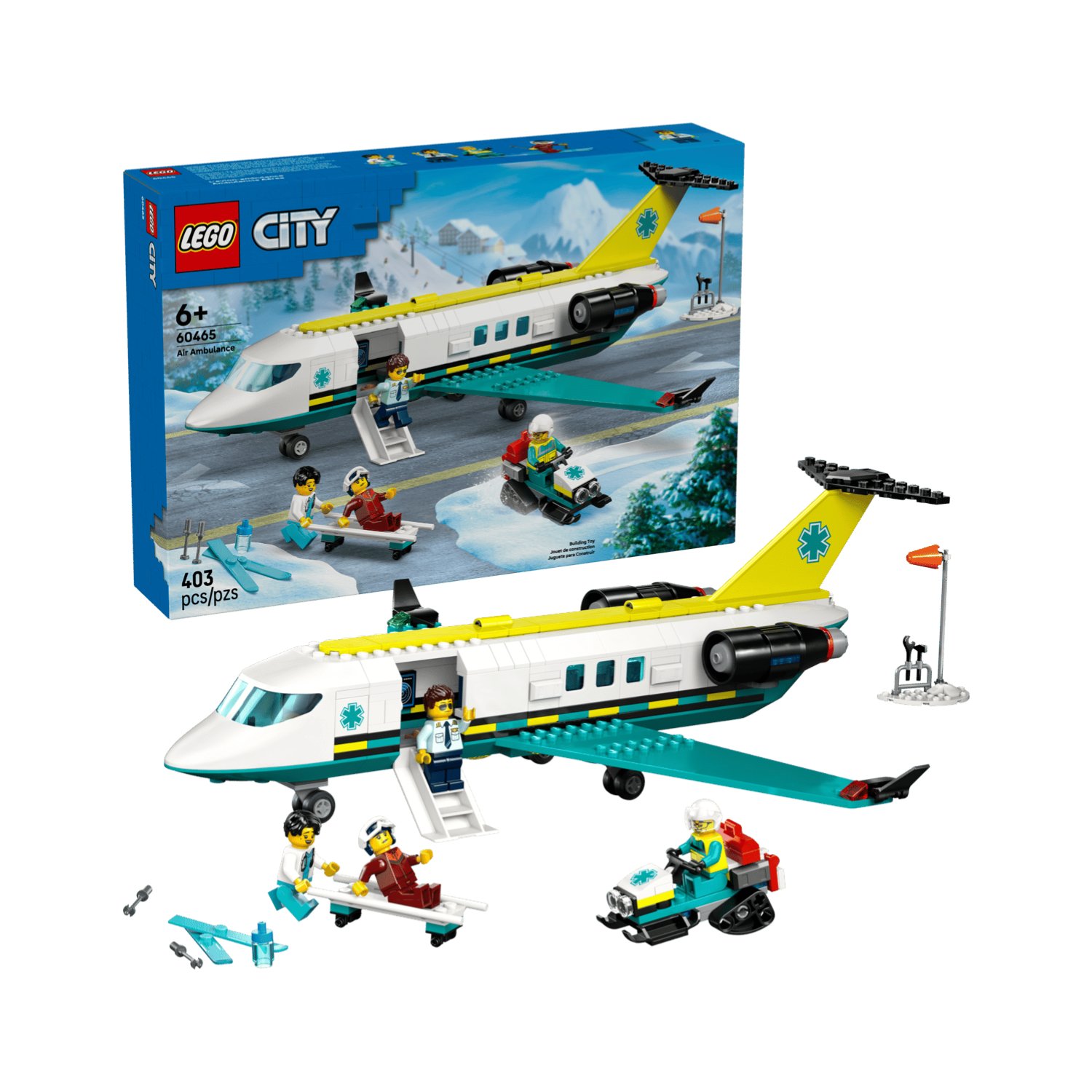 Avion-ambulanta pentru urgente, 6 ani+, 60465, 403 piese, Lego City