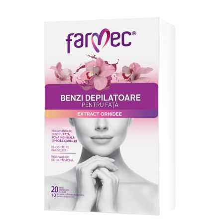 Benzi depilatoare cu extract de orhidee pentru fata, 20 benzi, Farmec