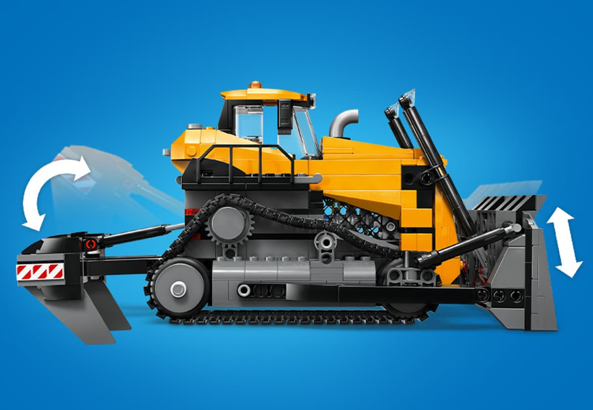 LEGO City buldozer galben lama si plug