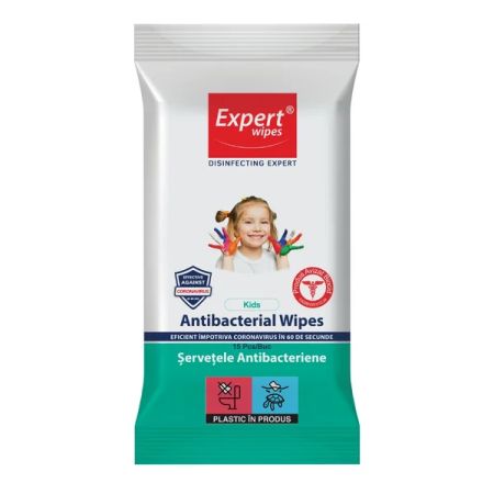 Servetele umede antibacteriene Kids, 15 bucati, Expert Wipes