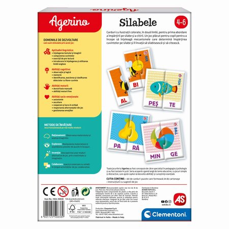Joc educativ Silabele Agerino, 4-6 ani, Clementoni 783208