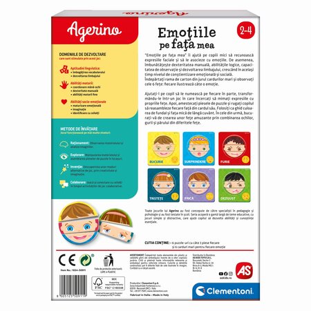 Joc educativ Emotiile pe fata mea Agerino, 2-4 ani, Clementoni 783222