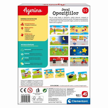 Joc educativ Jocul Opozitiilor Agerino, 3-5 ani, Clementoni 783224