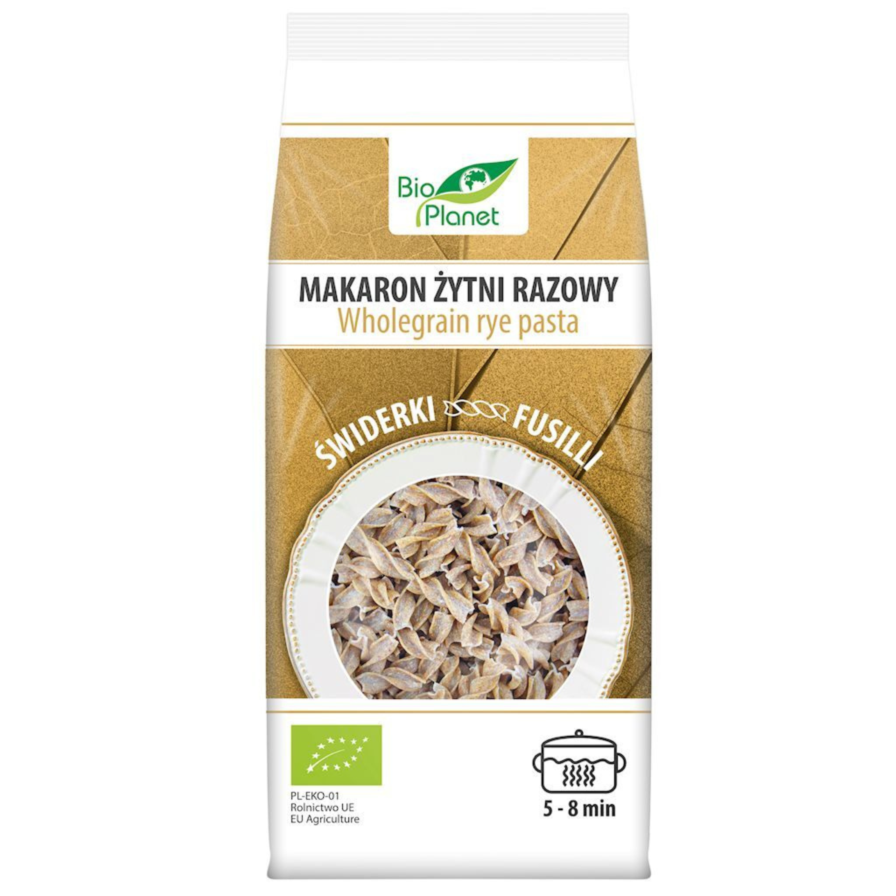 Fusilli din secara integrala bio, 400 g, Bio Planet