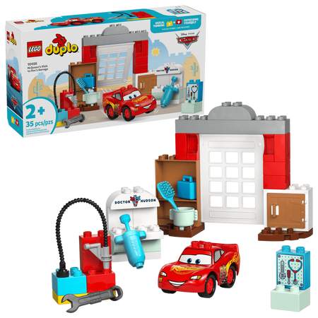 Vizita lui Mcqueen la garajul lui Doc Duplo, 2 ani, 10456, 35 piese, Lego