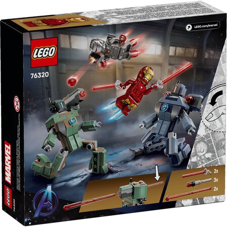 Iron Man si War Machine vs Dronele Hammer Marvel, +7 ani, 76320, 204 piese, Lego 783543