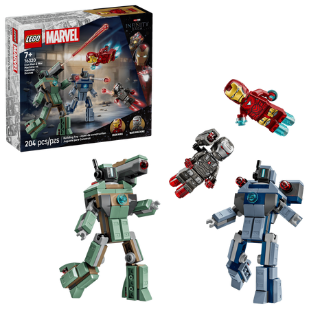 Iron Man si War Machine vs Dronele Hammer Marvel, +7 ani, 76320, 204 piese, Lego