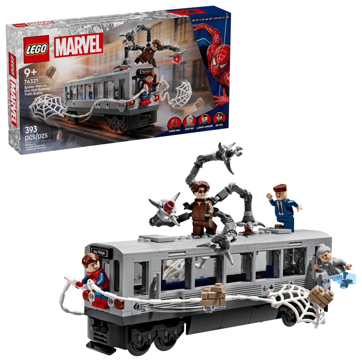 Lupta pe acoperisul trenului dintre Omul Paianjen si Doc Ock Marv, +9 ani, 76321, 393 piese, Lego