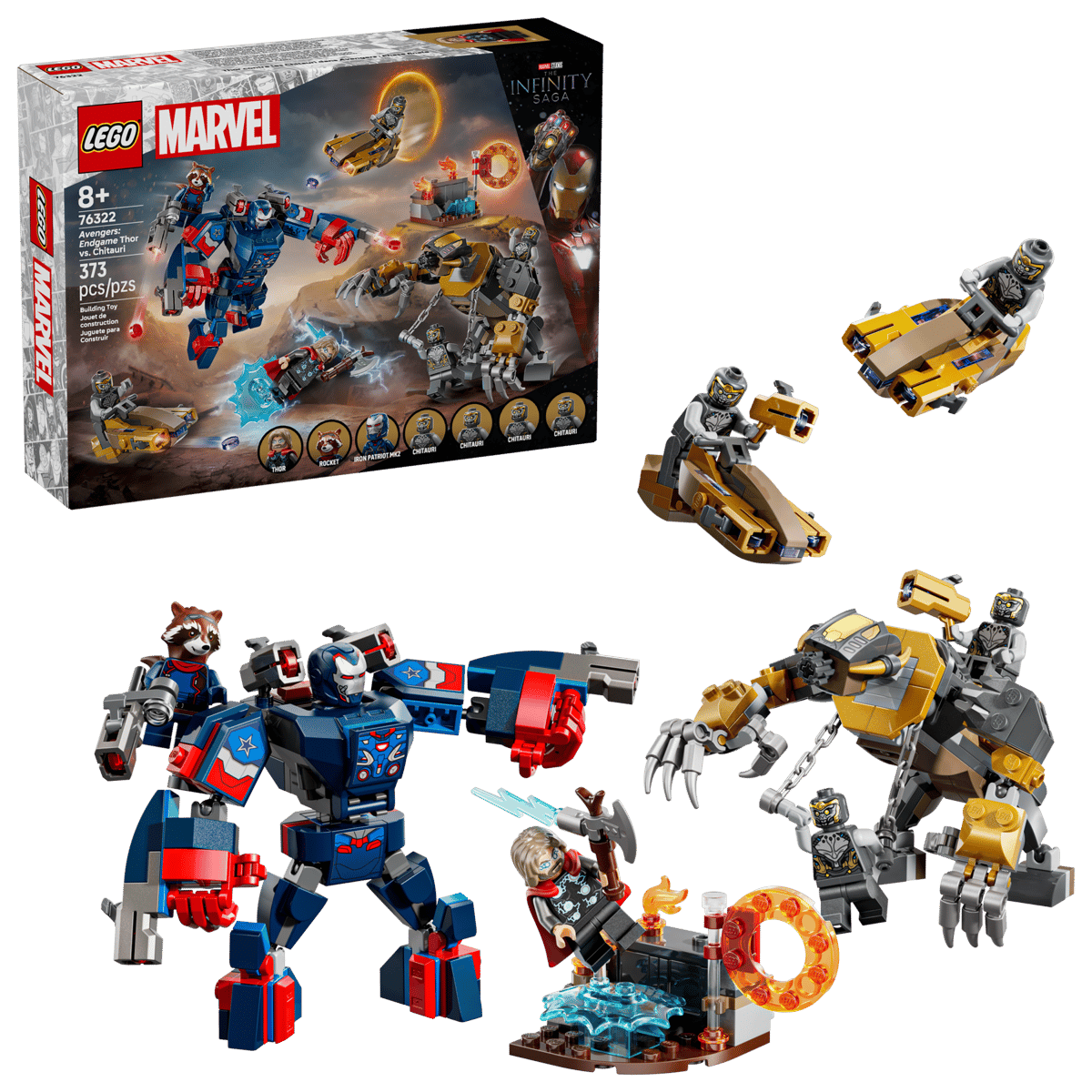 Razbunatorii Thor vs Chitauri:sfarsitul jocului Marvel, +8 ani, 76322, 373 piese, Lego