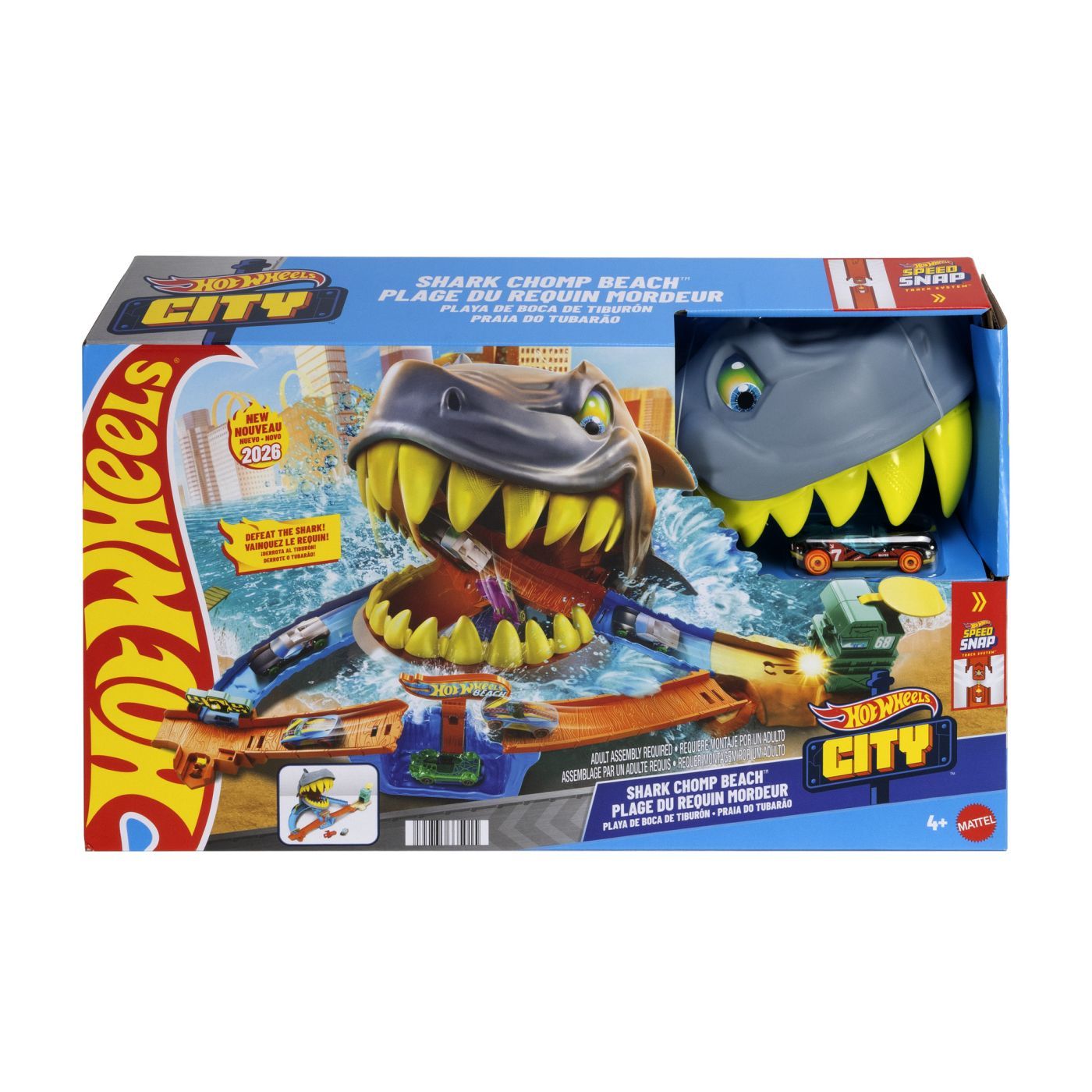 Pista de curse Plaja Rechinului Chomp cu masinuta inclusa, Hot Wheels