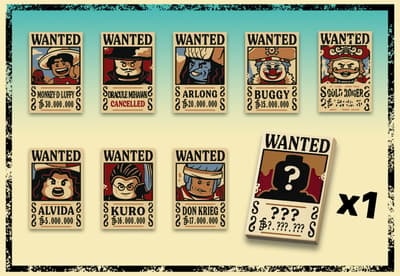 LEGO ONE PIECE poster cu titlul Cautat