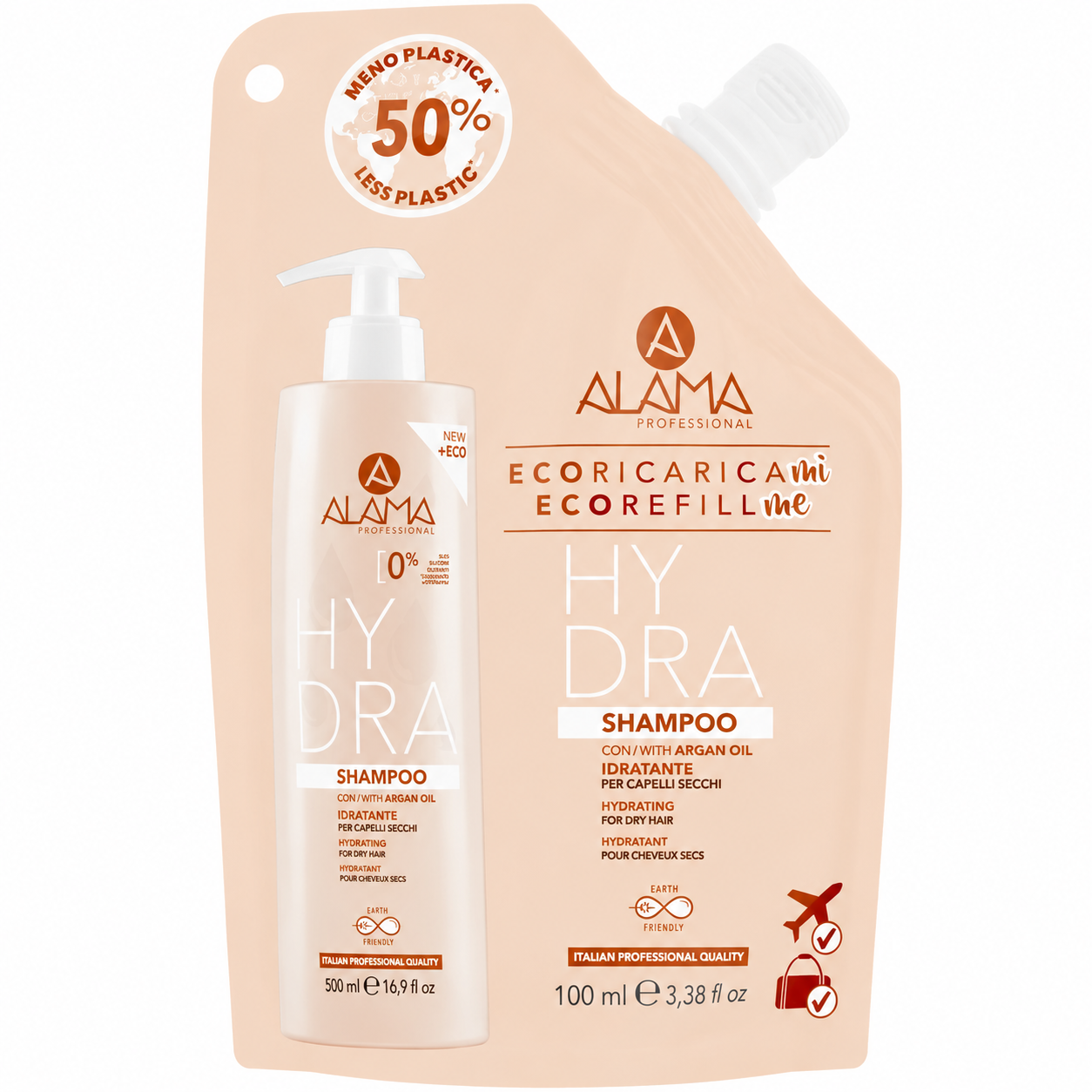 Refill sampon hidratant cu ulei de argan, 100 ml, Alama