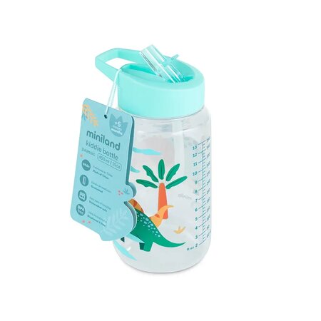 Sticla de tranzitie cu pai din tritan, Kiddie Dinosaur, 1 bucata, Miniland 784092