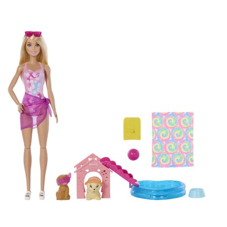 Papusa Barbie, Petrecerea Catelusului la Piscina, 3 ani+, Mattel 784135