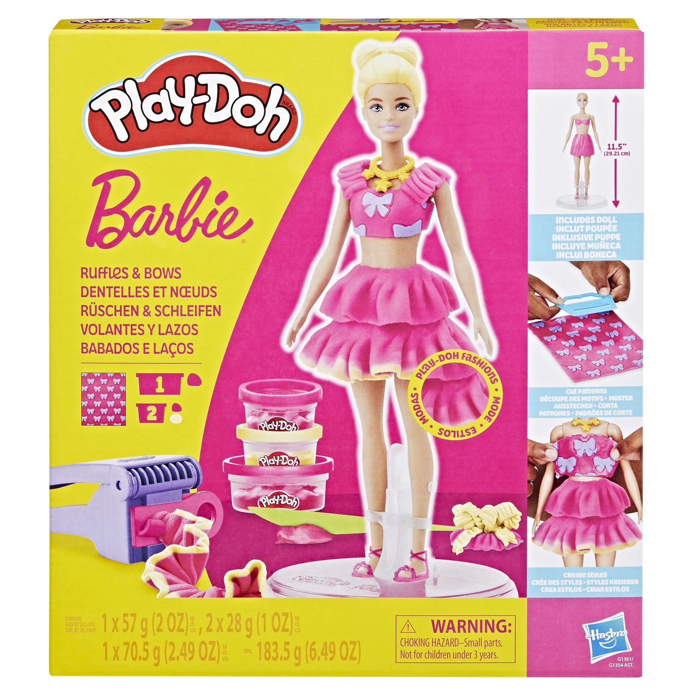 Set de creatie volanase si fundite cu papusa inclusa Barbie, 5 ani+, Play Doh