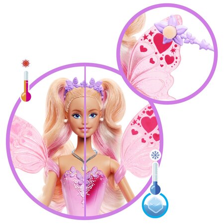 Papusa Barbie Color Change, Zana Magica cu par blond, 3 ani+, Mattel 784159