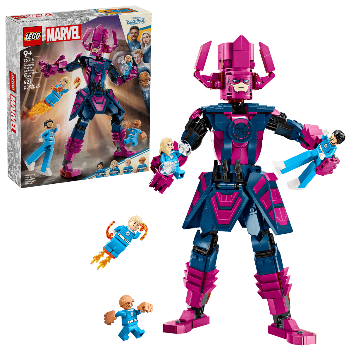 Figurina de constructie: Cei 4 fantastici vs Galactus Marvel, +9 ani, 427 piese, Lego