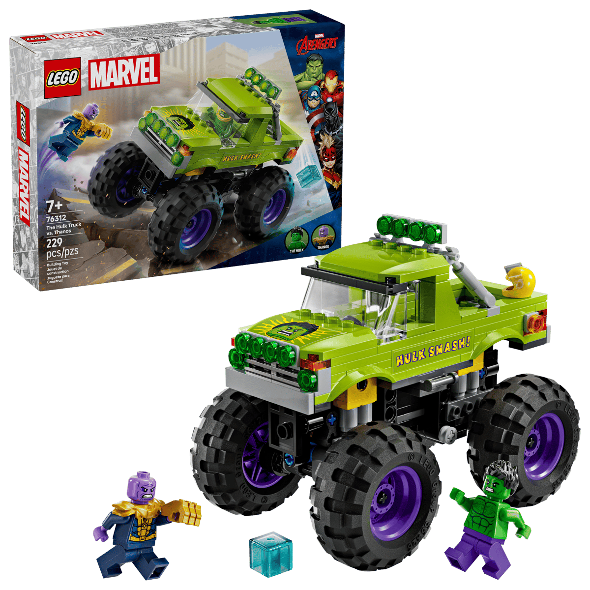 Hulk in vehicul de teren contra lui Thanos Marvel, +7 ani, 76312, 229 piese, Lego