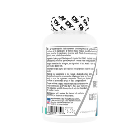 Vitamina D3 si K2, 90 capsule, Dy Nutrition 784518
